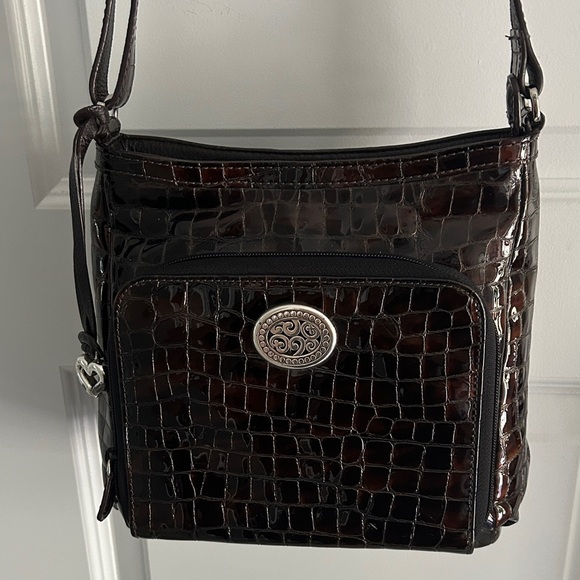 Brighton Brown Crocodile-Embossed Shoulder Bag - Picture 1 of 14